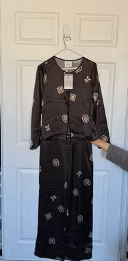 Reformation Brown Women’s Silk Set Top With Pants Size 4 New with Tags